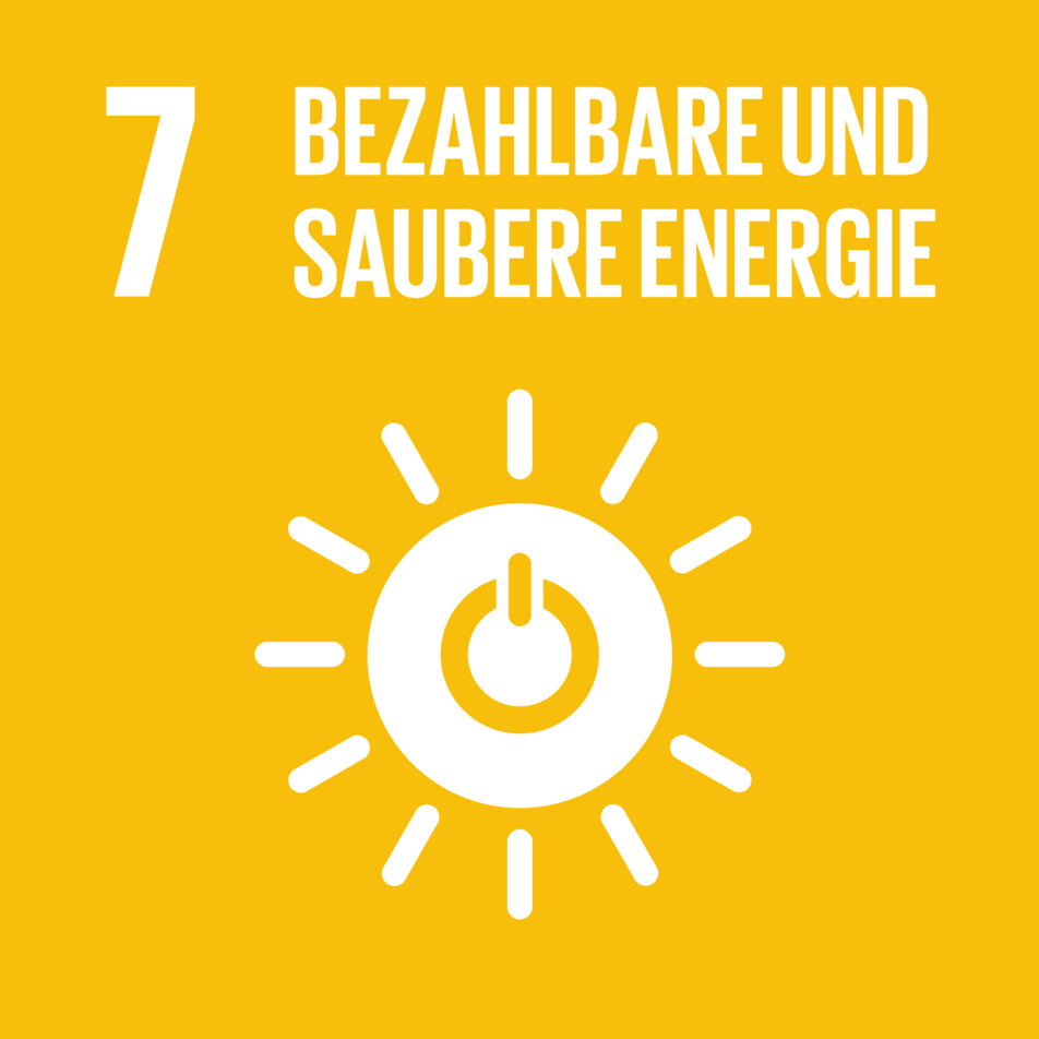 Piktogramm des SDG 7: Bezahlbare und saubere Energie